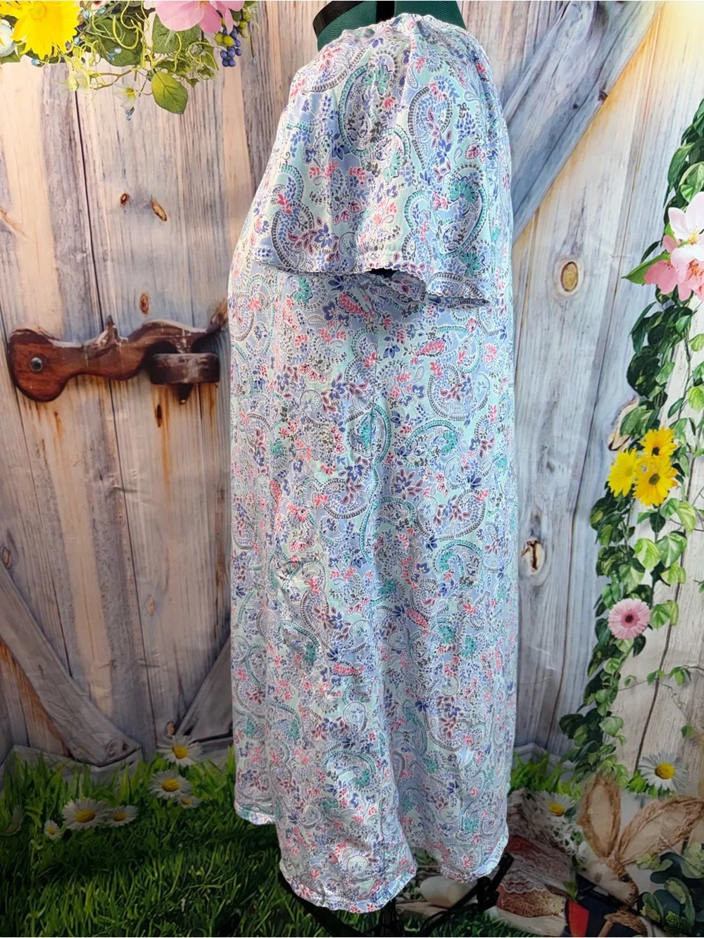 831-Aria Multicolor Paisley Short Sleeve Nightgown